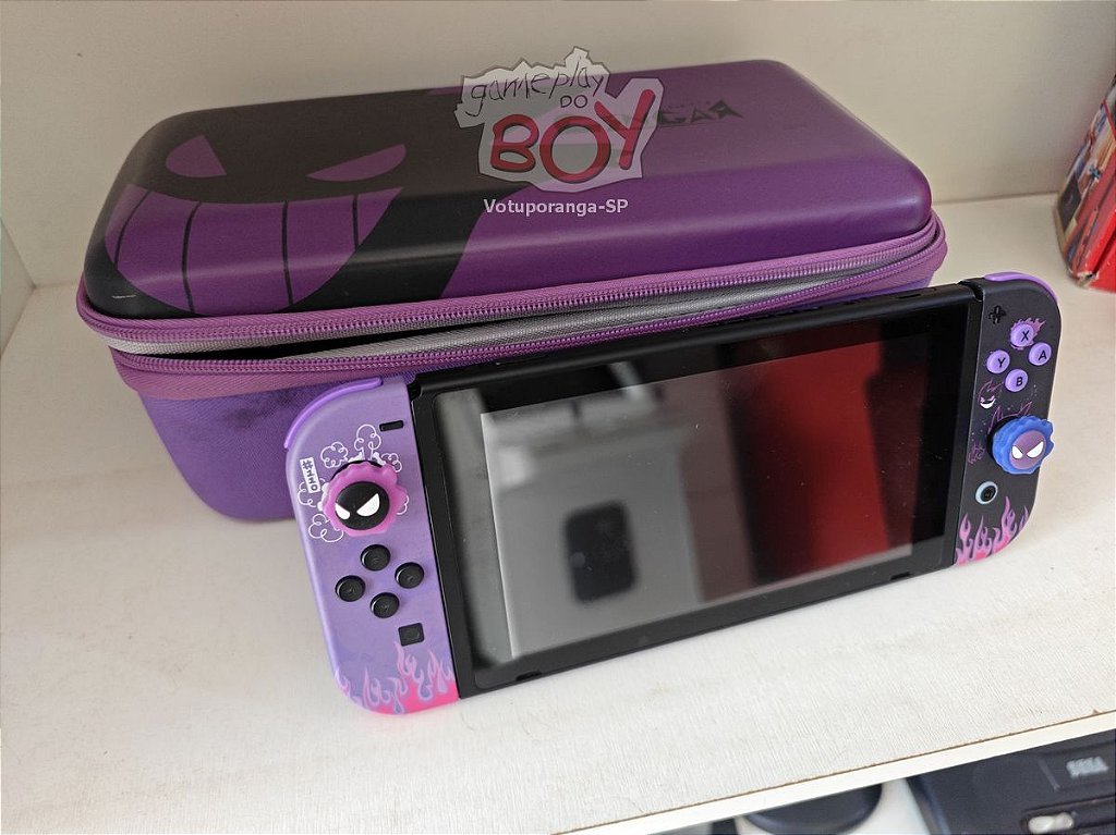 Nintendo Switch Desbloq + Cartão 128Gb + 7 Jogos - Kit Normal OU Kit Gengar