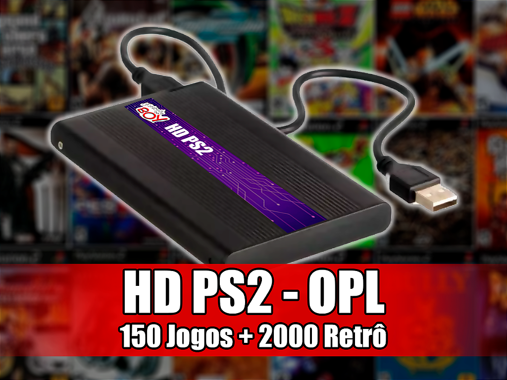 HD Externo Para PS2 OPL com 150 Jogos de PS2 + 2000 de Snes e Mega Drive