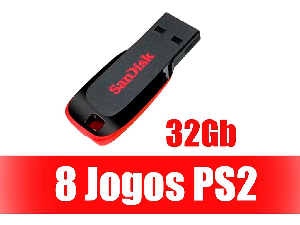 Pen Drive 32Gb com 8 jogos para PS2 OPL