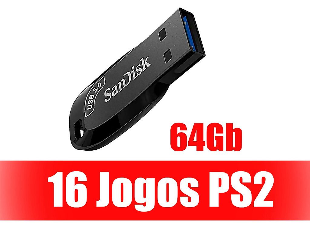 Pen Drive 64Gb Com 16 Jogos Para PS2 OPL